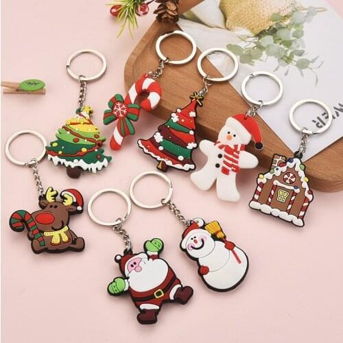 New PVC Santa Claus Keychain Hot-selling Christmas Gifts Keyring Women Men Car Bags Pendant Key Chains Gifts accessories