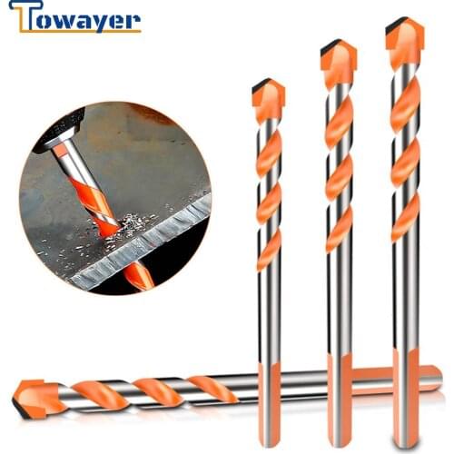 Towayer Threaded Woodworking Tools Triangle Tungsten Steel Wall Concrete Drill Bit Household Marble Overlord Drill Power Tools