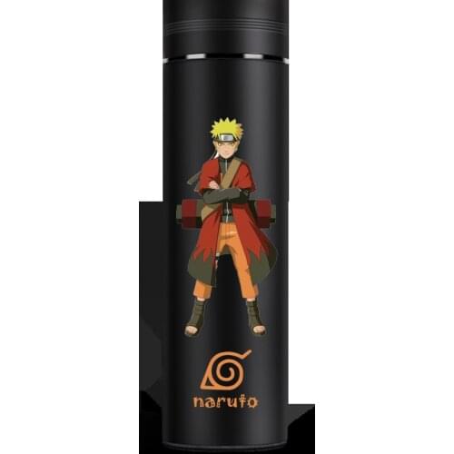 Original Naruto Shippuden Stainless Steel Travel Water Bottle with Flip Lid 500ml Outdoor Sports Hiking Cycling Gym Workout