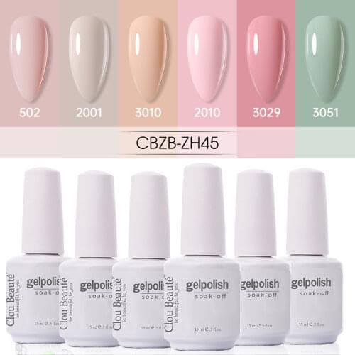 Clou Beaute 6pcs/Lot Nail Gel Polish Set Vernis Semi Permanent UV Gel Glitter Hybrid Nail Art Varnish Manicure Set Nail Polish