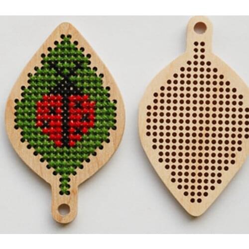 DIY cross stitch wooden coccinella septempunctata