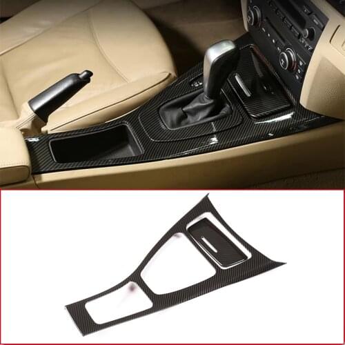 For BMW 3 Series E90 E92 2005-2012 LHD Carbon Fiber Style Gear Shift Panel Center Console Cover Trim Frame Car Styling Sticker