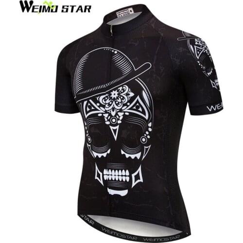 Weimostar Top Skull Cycling Jersey Men Summer Short Sleeve Bike Jersey MTB Cycle Wear Quick Dry Bicycle Cycling Clothing Maillot