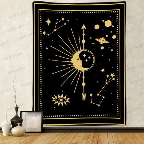 Simsant Moon and Sun Tapestry Tarot Constellation Art Wall Hanging Tapestries for Living Room Home Dorm Decor
