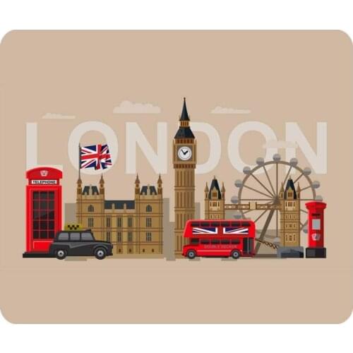 London Gaming Mouse Pad Famous Britain Landmarks Monuments Art Pattern Touristic Travel Destination Non-Slip Rubber