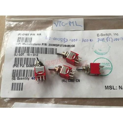 Import E-SWITCH 200MDP2T2B4M2QE toggle switch 6 foot 2 files 1A250V original brand new