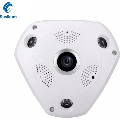 2MP Plastic Fisheye IP Camera 180/360 Degree 3Pcs Array Leds Night Vision Panoramic ONVIF Sueveillance Camera POE