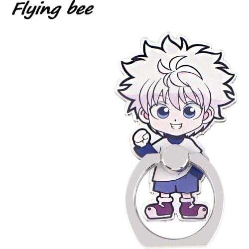 X1796 Anime Boy Full-time Hunter Cool Ring Metal Mobile Phone Accessaries Rotating Ring Bracket Lazy Desktop Anti-fall Bracket