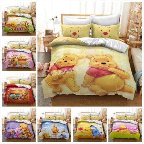 3D 2/3 Piece Suit Disney Series Cartoon Winnie The Pooh Quilt Cover Comforter Bedding Sets Duvet Cover Home Bedroom Set Gifts