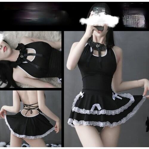 French Maid Costume Erotic Cosplay Outfit for Women Cute Lingerie Kawaii Underwear Roleplay School Girl Sexy Maid Dress Backless