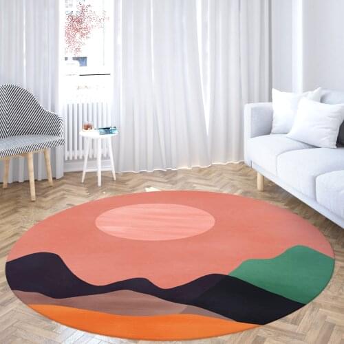 Round INS Style Floor Mat Modern Sofa Carpet Bedroom Bathroom Living Room Gouache Decor Large Printed Area Rugs