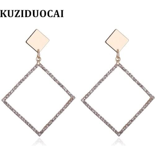 Kuziduocai 2018 New ! Fashion Fine Jewelry Copper Alloy Dazzling Full Zircon Square Shape Concise Earrings For Women Gifts E-229