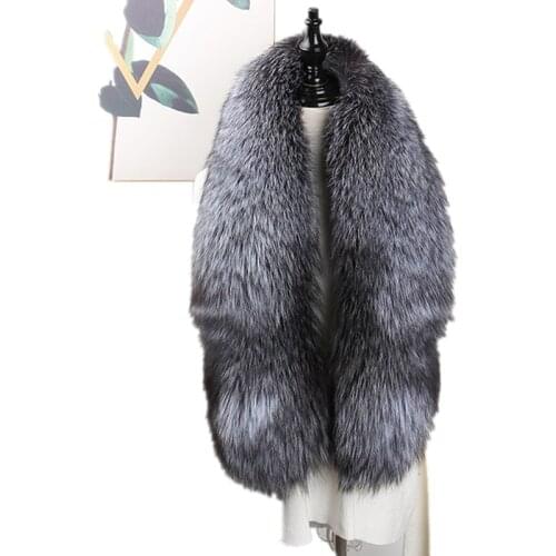 Fox Real Hair Shawl New Fashionable Whole Fox Neck Long Fox Hair Scarf Hair Collar Whole Leather Silver