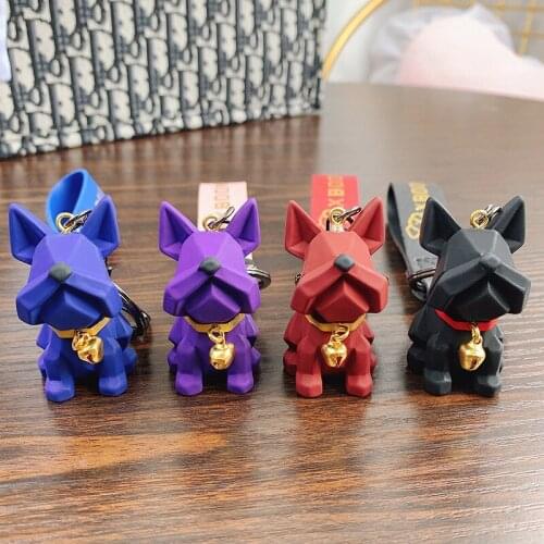 Cartoon Creative Lovely Resin Car Key Ring Bulldog Couple Cute Key Chain