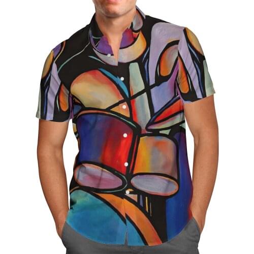 Drum Kit 3D Print Summer Beach Shirt Mens Hawaii Shirt Fashion Short Sleeved Shirt Oversized 5XL Streetwear Harajuku Tops-1