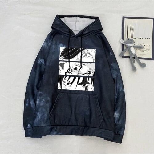 Jujutsu Kaisen Gojo Satoru Yuji Itadori Eyes Hoodies Men Hip Hop Harajuku Streetwear Male Tie-dye Hoodie Pullover