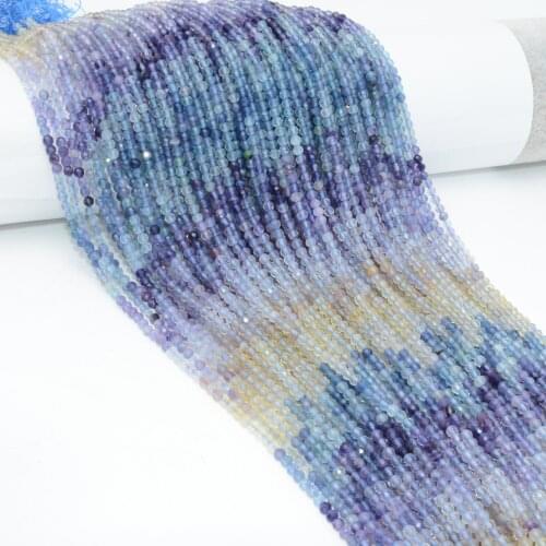 Natural Multiple Fluorite Faceted Round Beads 3mm, Selected Color