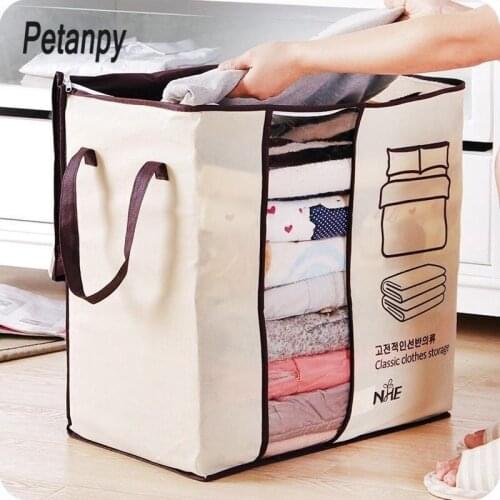 New Non-woven Portable Clothes Storage Bag Organizer 45.5*51*29cm Folding Closet Organizer For Pillow Quilt Blanket Bedding