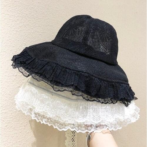 New Sunscreen Flower Embroidery Lace Collapsible Sun Hat Women Bucket Outdoor Summer Beach Designer Bonnets Gorras Para Mujer
