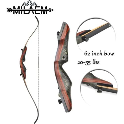 62 inch Wooden Hunting Recurve Bow 20-50 lbs Right Hand Laminated Maple Handle Takedown for Archery Shooting Practice