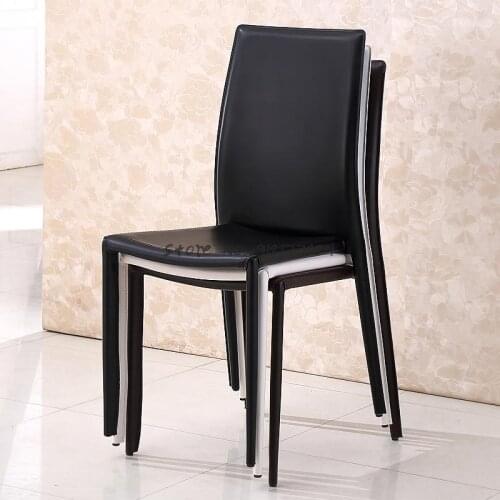 Simple and modern small apartment home restaurant dining chair stackable reception meeting room leather back chair