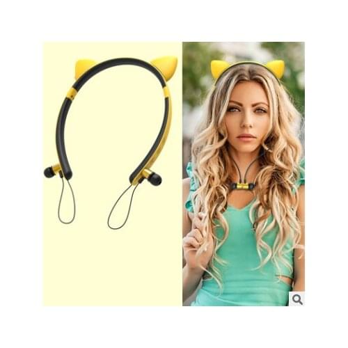 LED Glowing cartoon girl headband cat ear bluetooth Headphones stereo True Wireless headset with microphone for iphone phones