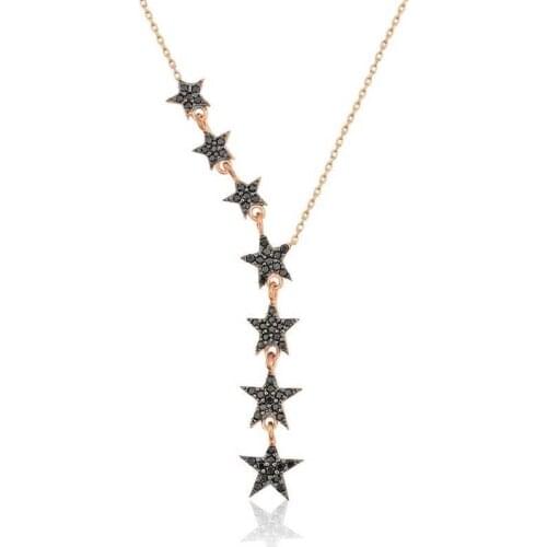 Tevuli 925 Sterling Silver Black Shooting Stars Lady Necklace