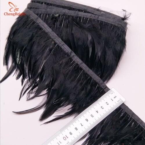 ChengBright 10Yards Cock Feathers Trim Cloth Sideband Chicken Pheasant Feather Trims Clothing Wedding Feather Ribbon DIY A
