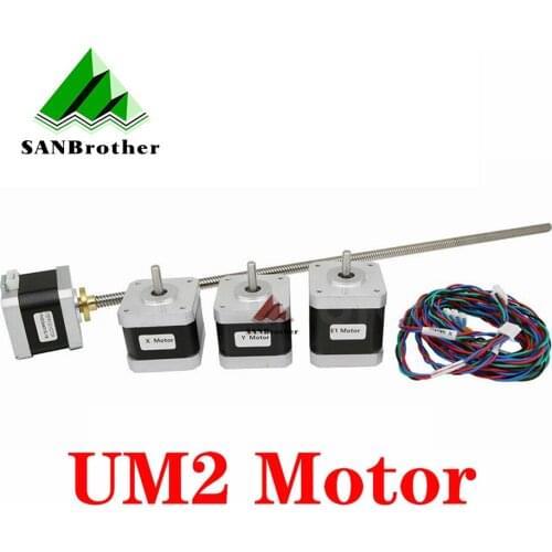 Ultimaker 2 UM2 Extended X/Y/Z axis+extruder stepper motor kit/set for DIY 400m L Z-Motor with Trapezoidal Lead Screw