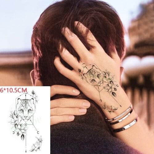 Waterproof Temporary Tattoo Sticker Leopard Flowers Moon Small Body Art Flash Tattoo Fake Tattoo for Women Men