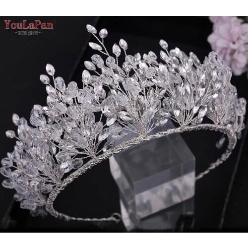 YouLaPan HP361 Crystal Wedding Headpiece Silver Rhinestone Headband Bridal Tiara Luxury Hair Jewelry Wedding Crowns and Tiaras