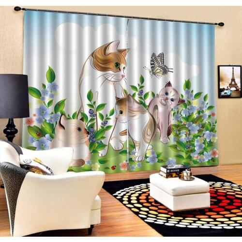 Cat curtains kids curtains 3D Window Curtain 3d print Luxury Blackout For Living Room 3d curtains