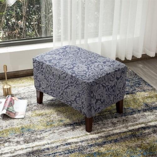 Jacquard Ottoman Stool Cover Stretch Rectangle All-inclusive Footstool Slipcovers Sofa Footrest Covers Furniture Protector Cover