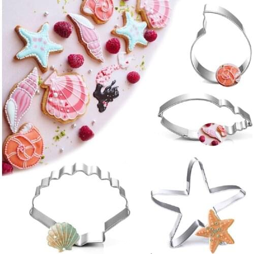1 pc Stainless Steel Biscuit Mold Conch starfish shell fish shaped Cookie Cutter Food Grade Baking Tools Home kitchen Supplies