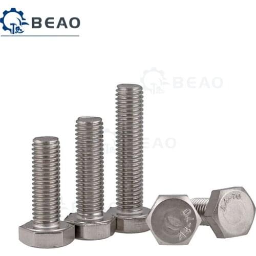 2-20Pcs DIN933 M3 M4 M5 M6 Full Thread Hexagon Head Screws 316 Stainless Steel External Hex Screw Bolts