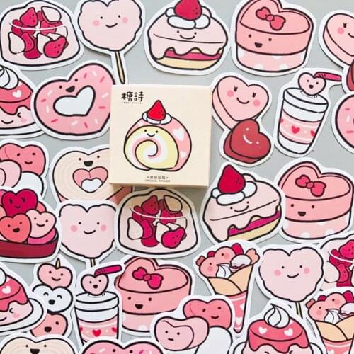 46 pcs /Box Delicious Pink Heart Sweet Cake Decorative Diary Album Stickers