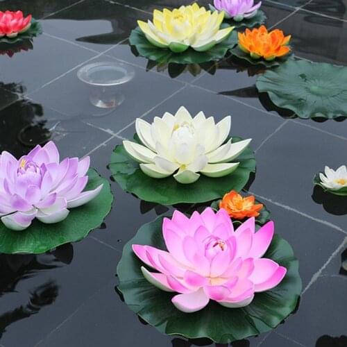 5pcs Artificial Floating Water Lily EVA Lotus Flower Pond Decor 10cm Lotus Pond Tank Plant Ornament Home Garden Decoration