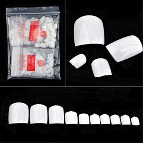 500pcs/pack Artificial Fake Toenail Tips French Foot Acrylic Tips Professional Nail Art Decoration Full Cover Manicure Nails