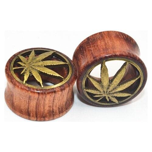 70PCS Body Jewelry- The Pot Leaf Wood Ear Plugs Ear Scretcher Tunnle Sets Earlet Gauges Ear Piercing 8mm up to 20mm