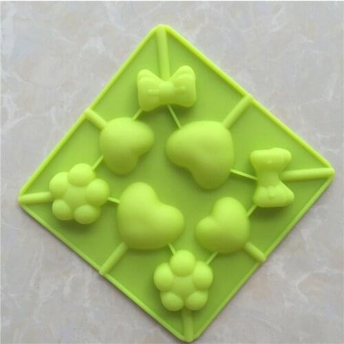 8 Even Bow Heart Silicone Lollipop Mold XG225