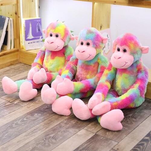 80cm Hot Sale Rainbow Long Arm Monkey Plush Toys Cartoon Orangutan Cute Stuffed Toy Dolls for Kids Children Boys Birthday Gift