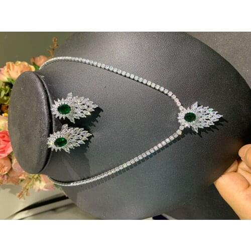 AccKing 2pcs Bridal Zirconia Full Jewelry Sets For Women Party, Luxury Dubai Nigeria CZ Crystal Wedding Jewelry Sets