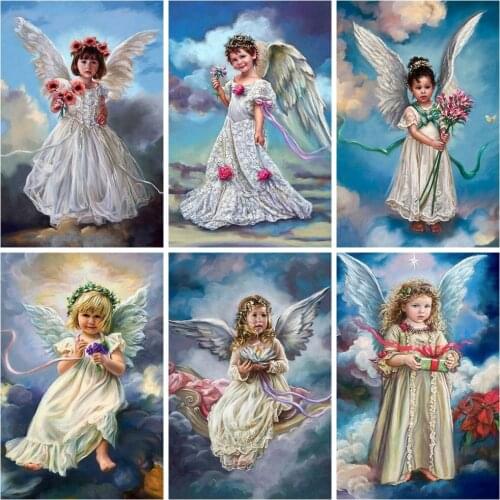 Huacan 5D Diamond Embroidery Mosaic Cross Stitch Angel Diamond Painting Rhinestones Portrait Handmade Gift Decoration For Home