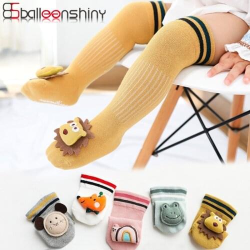 Balleenshiny Kids Baby Socks Knee Girls Boys Baby Socks Cartoon Animal Lion Fox Soft Cotton Socks Children Spring Summer Sock