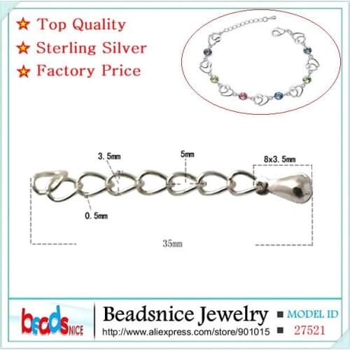 Beadsnice ID27521 free shipping solid 925 silver jewelry chain extender diy unique bracelet extender drops wholesale