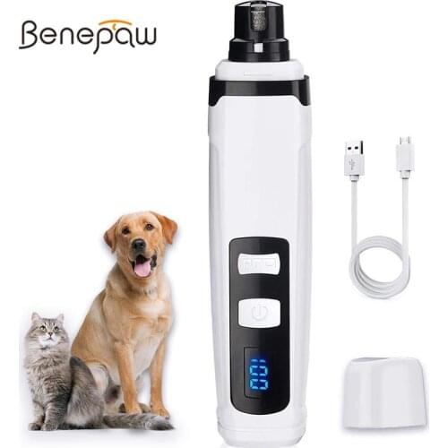 Benepaw LCD Dog Nail Grinder 2-Speed Rechargeable Low Noise Pet Nail Trimmers for Large Medium Small Dogs Cats Grooming Tool