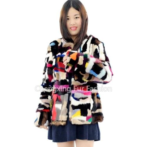 CX-G-A-36 Genuine Colourful Mink Fur Coat Mink Clothes Patchwork