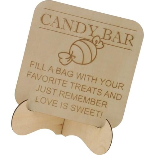 Rustic Freestanding Wooden Sweet Candy Bar Sign Table Wedding Decor Party Supplier