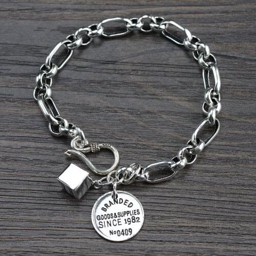 FNJ 925 Silver Bracelet for Women Jewelry 17.5cm Link Chain Original S925 Sterling silver Bracelets Charms