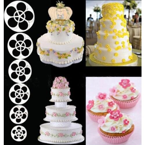6 Pcs/Set Fondant Cake Sugar Craft Cookie Decorating Sugarcraft Cutter Rose Flower Mold Gum Paste Cutter Tools